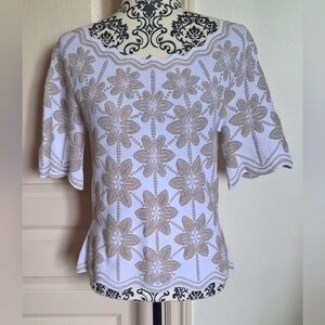 D.EXTERIOR white and beige floral top size S
